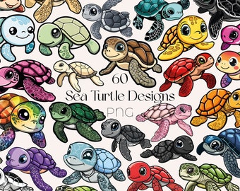 Baby Sea Turtle PNG Bundle: Watercolor Turtle Clipart (Digital Download)