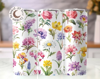 Watercolor Spring Flower Tumbler Wrap Wildflower PNG Watercolor Flower Bouquet Tumbler Wrap Floral Spring PNG Watercolor Flower Tumbler PNG