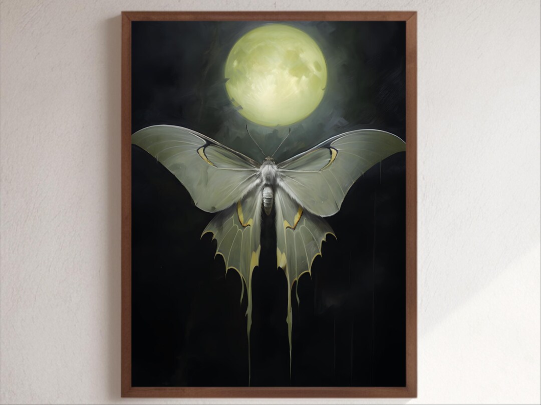 Luna Moth Poster Moon Clipart Cottagecore Print Luna Moth Wall Art ...