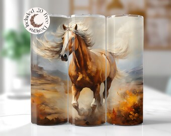Adesivo para Copo Térmico com Estampa de Cavalo: Clipart de Cavalo em Aquarela (Download Digital)