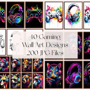 Gaming Poster Bundle Neon Gaming Prints Gaming Wall Art Gaming Room Decor Gamer Gift Gaming Posters Neon Boys Bedroom Decor Video Game Print