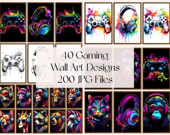 Gaming Poster Bundle Neon Gaming Prints Gaming Wall Art Gaming Room Decor Gamer Gift Gaming Posters Neon Boys Bedroom Decor Video Game Print
