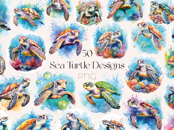 Watercolor Sea Turtle Clipart Floral Sea Turtle PNG Sea Clipart Ocean Animal PNG Tortoise Clipart Ocean Turtle PNG Watercolor Sea Turtle png