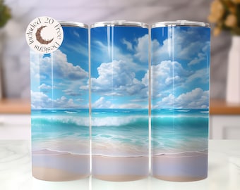 Beach Tumbler Wrap Summer Tumbler Wrap Beach 20 oz Skinny Tumbler Sublimation Design Ocean Tumbler Wrap Summer Vibes Tumbler Design Tropical