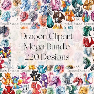 Watercolor Dragon Clipart Cute Baby Dragon PNG Crystal Dragon Clip Art Dragons Watercolor Clipart Fantasy Dragon PNG Baby Crystal Dragon PNG