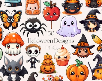 Pastel Halloween Cute Clipart Watercolor Halloween Cute Clipart Bundle Cute Pastel Halloween Clipart Halloween PNG Bundle Cute Halloween PNG
