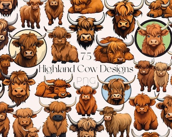 Highland Cow Clipart Bundle: Nursery Farm Animal PNG (Digital Download)