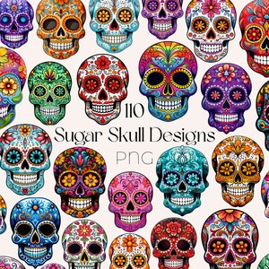 シュガースカル PNG バンドル シュガースカル クリップアート 死者の日デザイン ディア・デ・ロス・ムエルトス PNG シュガースカル PNG メキシカン シュガースカル クリップアート ファイル