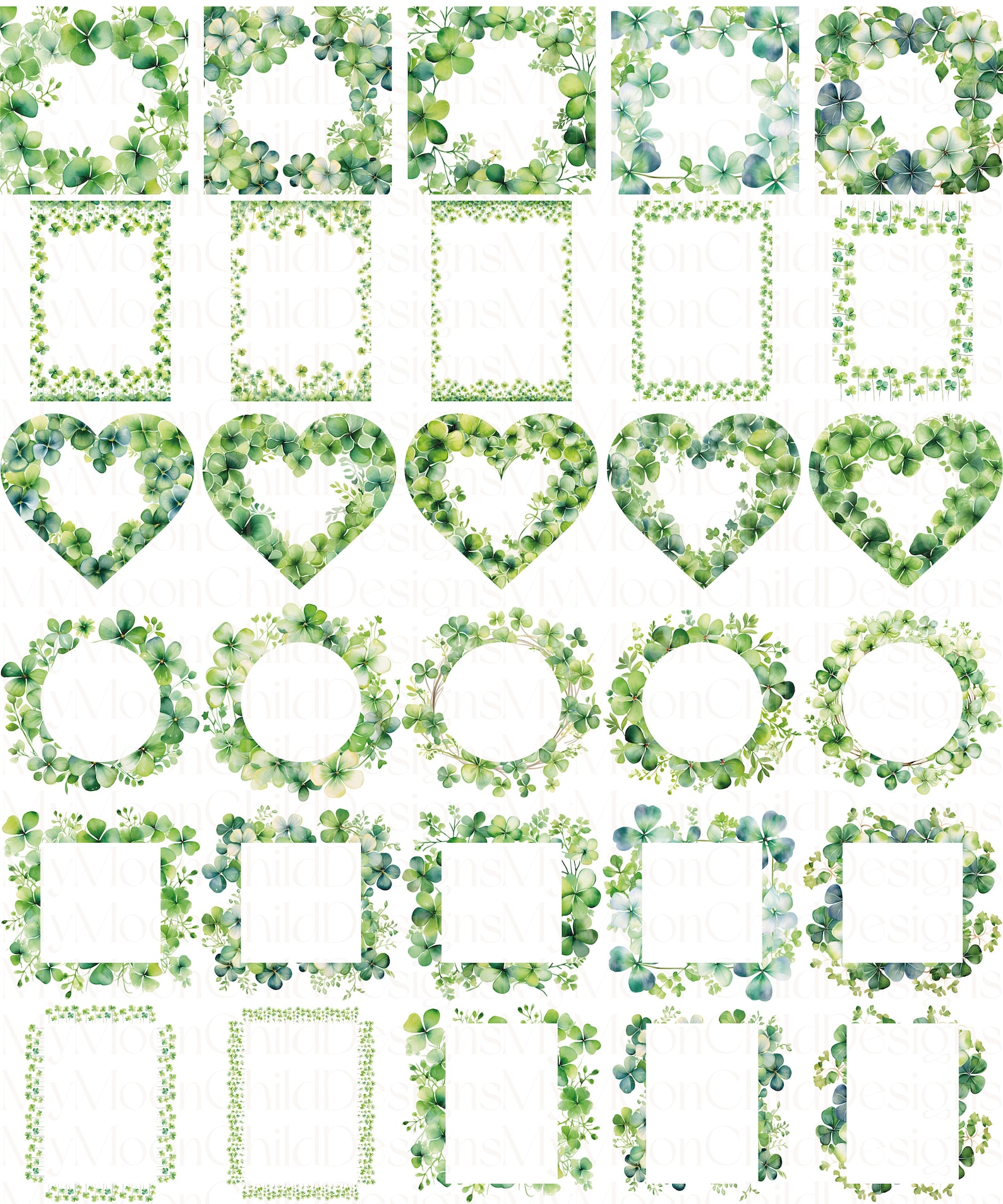 Shamrock Clipart Bundle St Patricks Day Wreath Clipart Watercolor ...