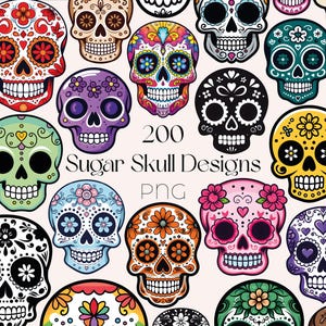 Zuckerschädel PNG Bundle Zuckerschädel Clipart Tag Der Toten Designs Dia De Los Muertos PNG Zuckerschädel PNG Mexikanischer Zuckerschädel Clipart Dateien