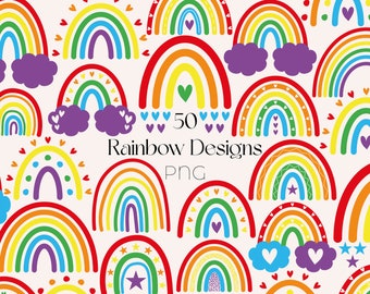 Boho Rainbow Clipart Bundle: Rainbow Pride PNG (Digital Download)