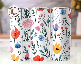 Floral Spring Tumbler Wrap Seamless Flower Tumbler Wrap Spring Tumbler PNG Wild Flowers 20oz Skinny Tumbler Sublimation Design Spring Flower