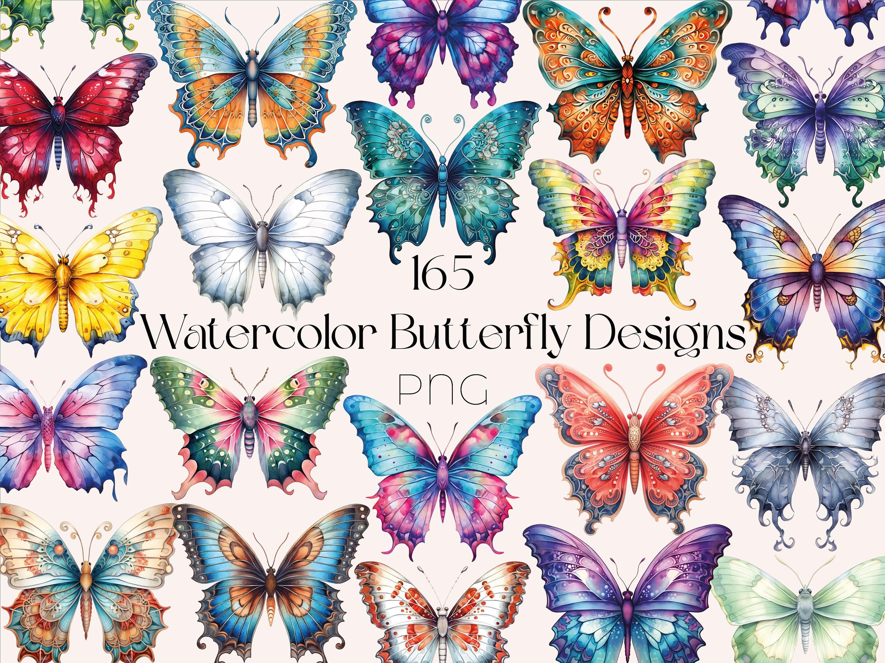 Watercolor Butterfly Clipart Bundle: Butterfly PNG (digital Download ...