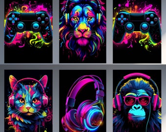 Gaming Poster Neon Gaming Prints Gaming Wall Art Gaming Room Decor Gamer Gift Gaming Posters Neon Boys Bedroom Decor Video Game Print Gaming