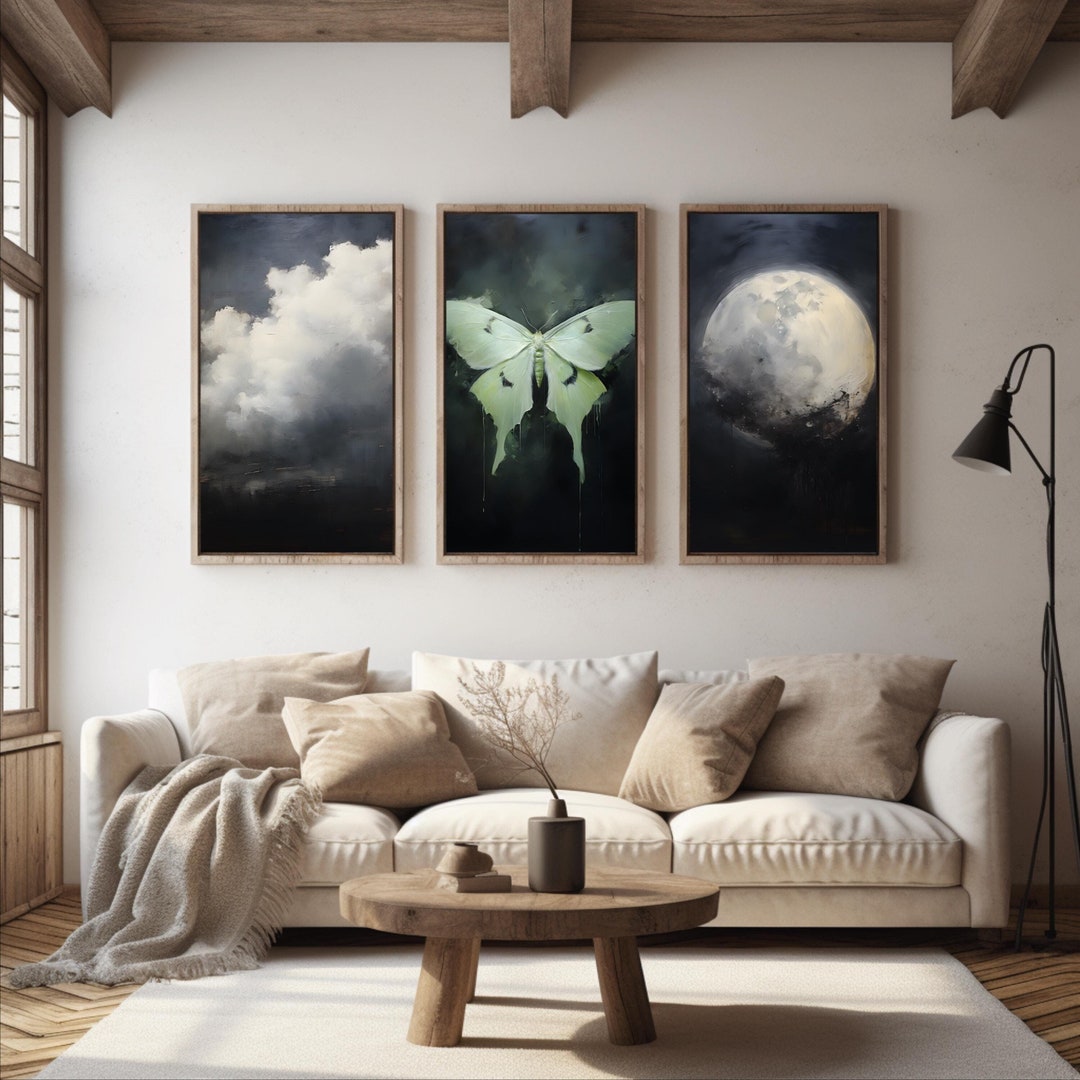 Luna Moth Wall Art Bundle: Whimsigoth Moon Clipart (digital Download ...