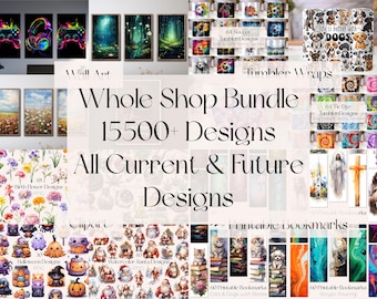 Paquete completo de tienda Paquete de imágenes prediseñadas Megapaquete Paquete de envolturas para vasos Megapaquete SVG Megapaquete Diseños actuales y futuros Uso comercial