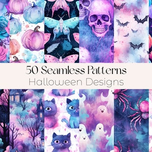 Pastel Halloween Digital Paper Cute Halloween Themed Digital Papers Pastel Seamless Pattern Instant Download Halloween Themed Digital Paper