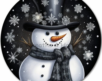 Rainbow Winter Snowman Black | PNG Download ONLY | Sublimation | Wreath Sign | Home Decor | Printable Image
