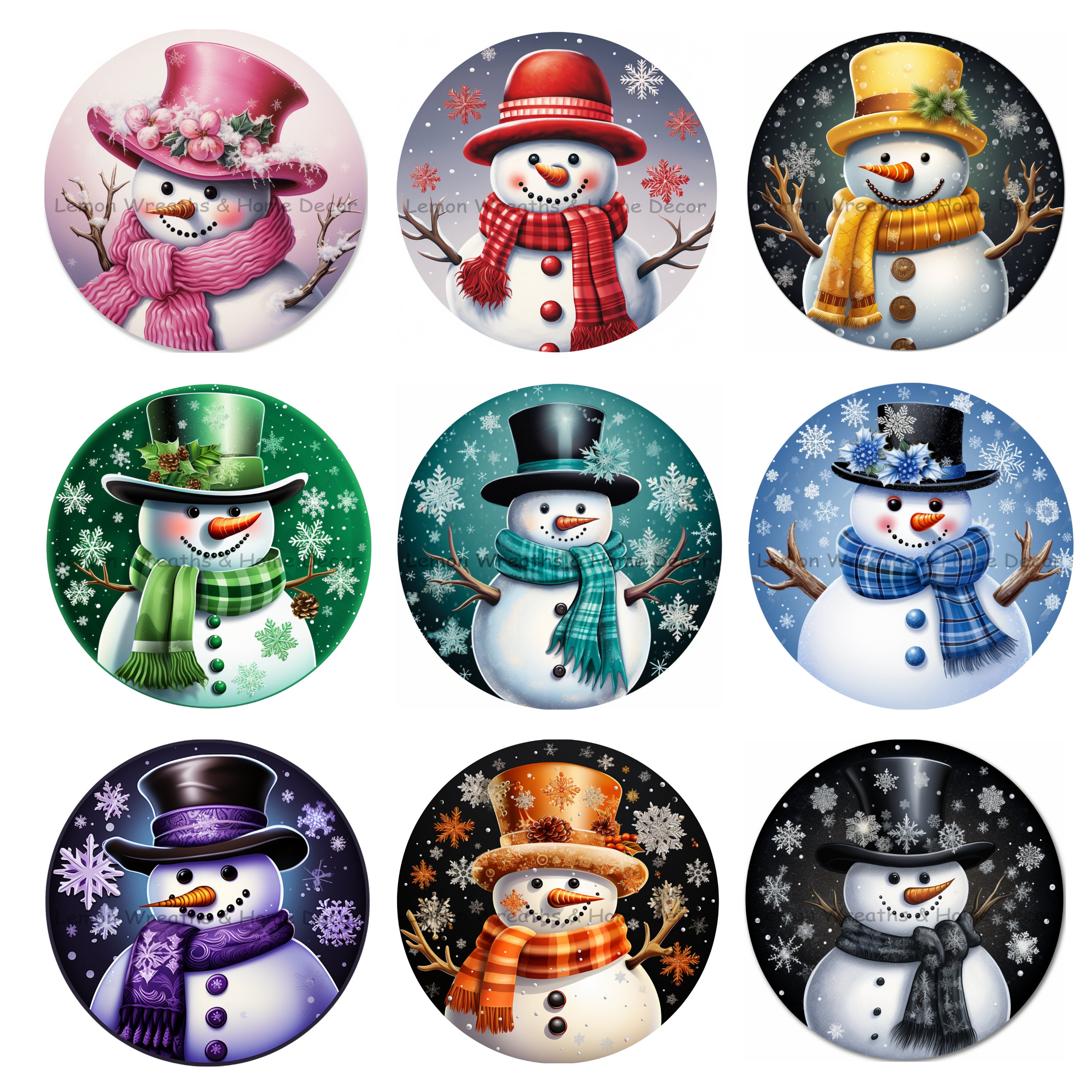 Rainbow Winter Snowman SET| PNG Download ONLY | Sublimation | Wreath Sign | Home Decor | Printable Image