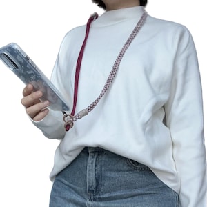 Handmade Rope Crossbody Phone Strap: Vibrant Color Block Design