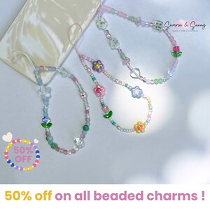 Lindo abalorio para teléfono con tulipán - Pulsera de cuentas coloridas, correa para teléfono Y2K, correa para cámara - Regalo perfecto para amigos y familiares
