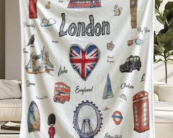 London Blanket - Soft, Warm and Cozy Throw | British Wool Blanket for Sofa, Bed or Travel | Classic Plaid UK Souvenir, Gift and Home Decor