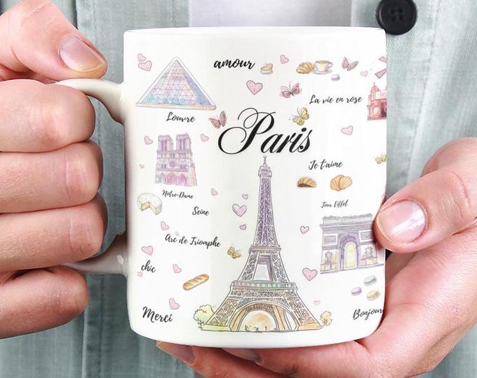 Paris Coffee Mug French Souvenir Gift Eiffel Tower Cup Travel Inspired Mug Vintage Paris Decor France Lover Gift Cute Aesthetic Europe City