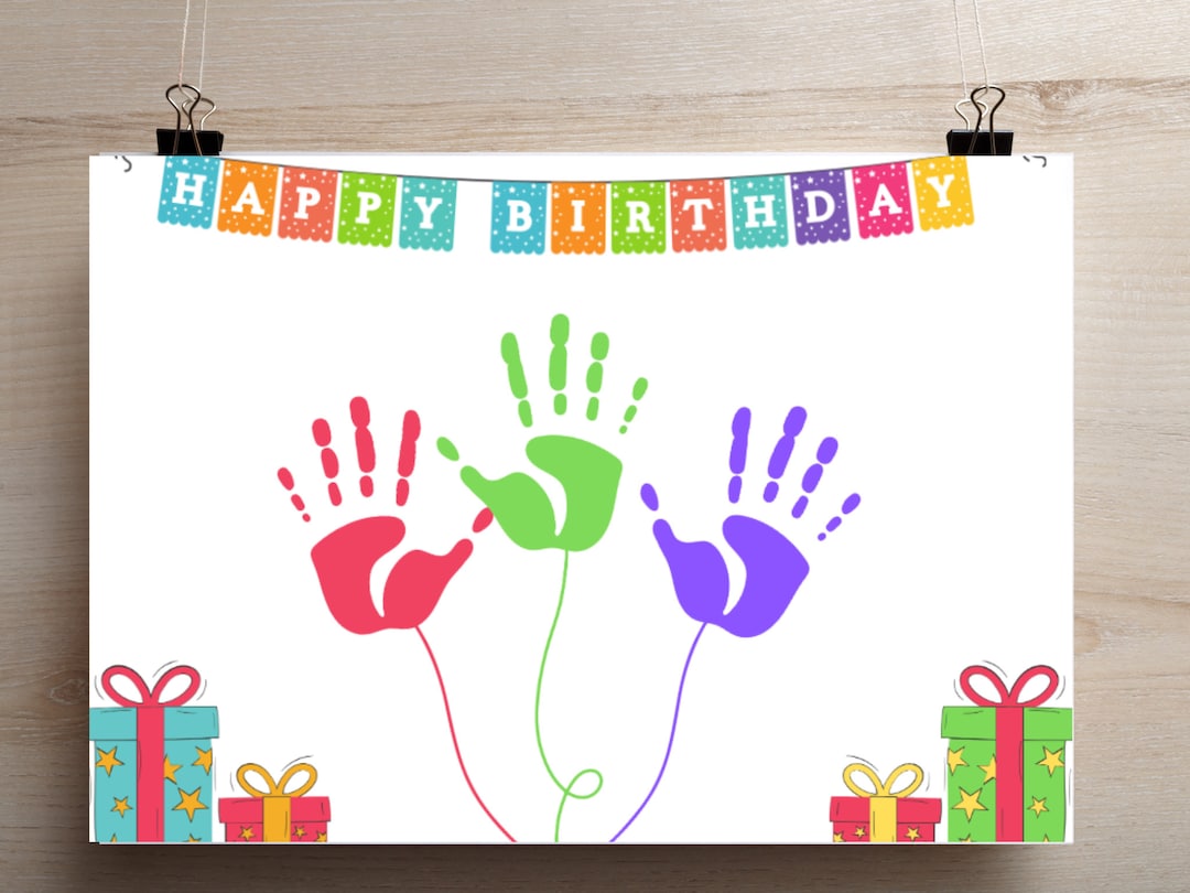 Happy Birthday Handprint Craft, Happy Birthday Handprint Digital
