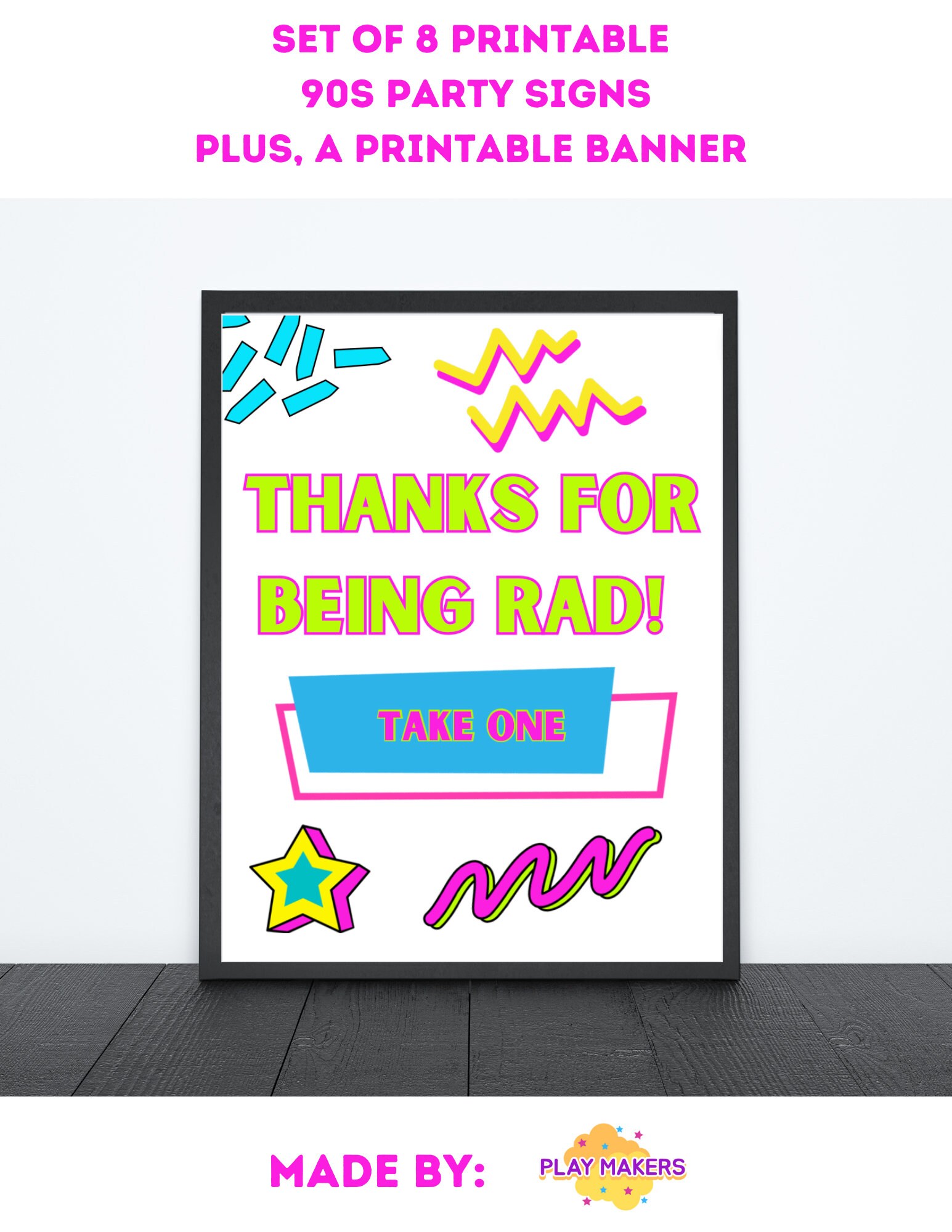 90s Party Decor SET Printable Digital Download Eight 90s - Etsy