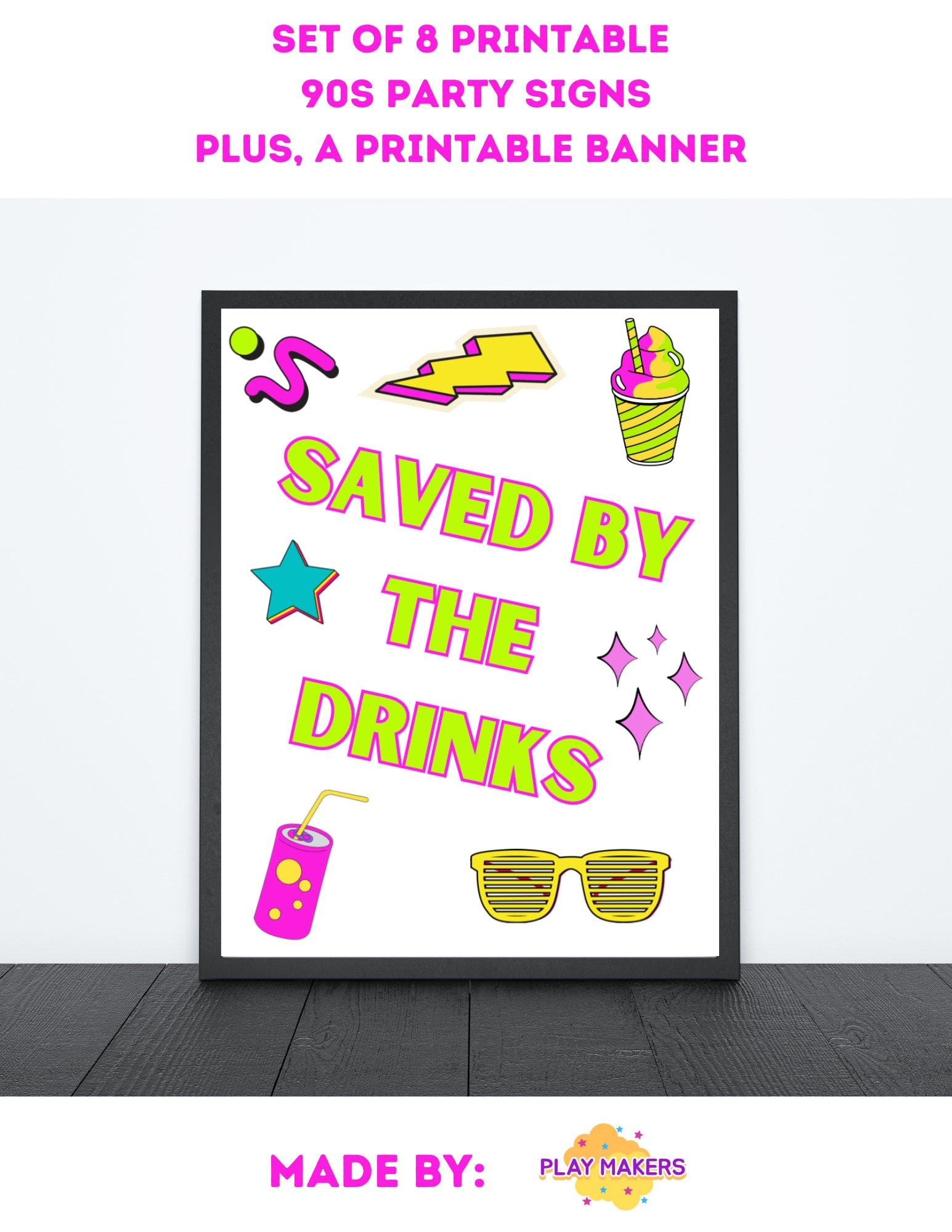 90s Party Decor SET Printable Digital Download Eight 90s - Etsy