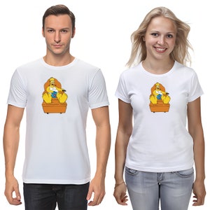 The Simpsons,Homer,Marge,Bart,Lisa Figure, Short Sleeve White-Black Men&#39;s / Women&#39;s T Shirt L050