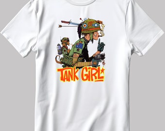 Tank Girl 1995 sam Jamie Hawlett Short Sleeve White-Black Men's / Women's T Shirt F014
