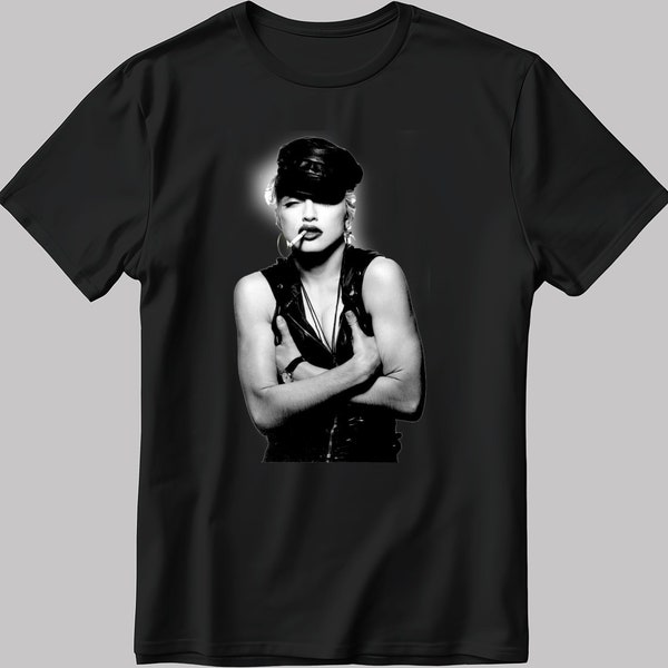 Madonna Smokes Short Sleeve White-Black Men's / Women's T Shirt F017