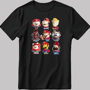Funny Cosplay Marios Cartoon Characters Short Sleeve White-Black Men's / Women's T Shirt C247