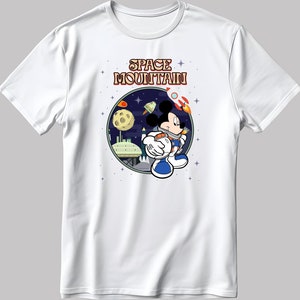 Space Mountain Mickey Short Sleeve White-Black Men&#39;s / Women&#39;s T Shirt N166