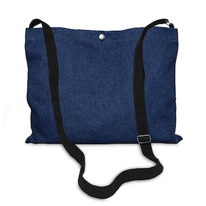 Indigo denim 9oz Crossbody Bag 32x36x5cm Long adjustable strap