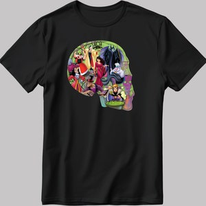 Evil, cartoon characters, with skull, Short Sleeve White-Black Men's / Women's T Shirt G048