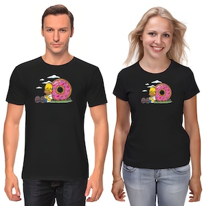 The Simpsons,Homer,Marge,Bart,Lisa Figure, Short Sleeve White-Black Men&#39;s / Women&#39;s T Shirt F527