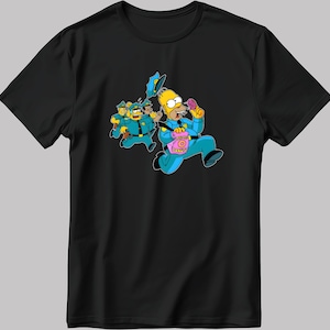 Homer Simpson Donut Short Sleeve White-Black Men's / Women's T Shirt N219