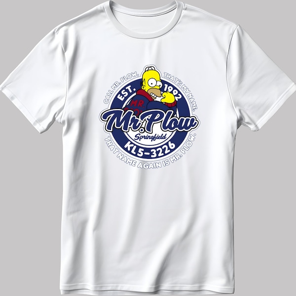 Die Simpsons Parodie Mr Plow Kurzarm Weiß-Schwarz Männer / Frauen T-Shirt N215