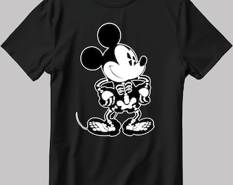 Mickey Mouse Skeleton Short Sleeve White-black Men's Mickey Mouse Skeleton Short Sleeve White-black Men's