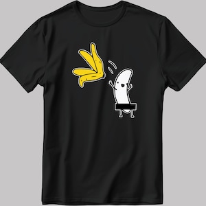 Banana Stripper Naked Banana T-shirt manches courtes homme/femme blanc-noir F038
