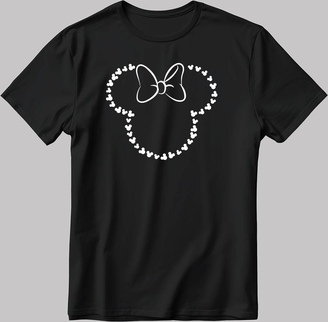 Minnie Mouse Head Short Sleeve White-black Men's / Women's T Shirt