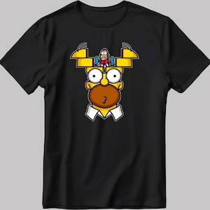 Homer Simpsons Donut Art Short Sleeve White-Black Men's / Women's T Shirt P342
