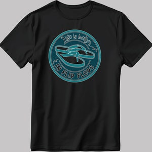 Life is better in flip flops Kurzarm Weiß-Schwarz Männer / Frauen T-Shirt C318