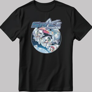 Space Mountain Mickey And Friends Short Sleeve White-Black Men&#39;s / Women&#39;s T Shirt N167