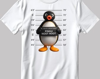 Pingu mugshot Noot Noot, S.Sleeve White-Black Men/Women T Shirt YZ116