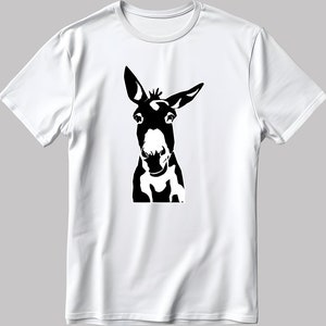 T-shirt manches courtes homme/femme, humoristique, visage d'âne, blanc-noir, K176