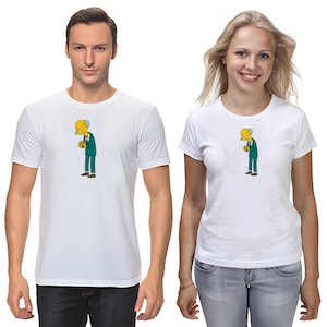 The Simpsons,Homer,Marge,Bart,Lisa Figure, Short Sleeve White-Black Men&#39;s / Women&#39;s T Shirt L073
