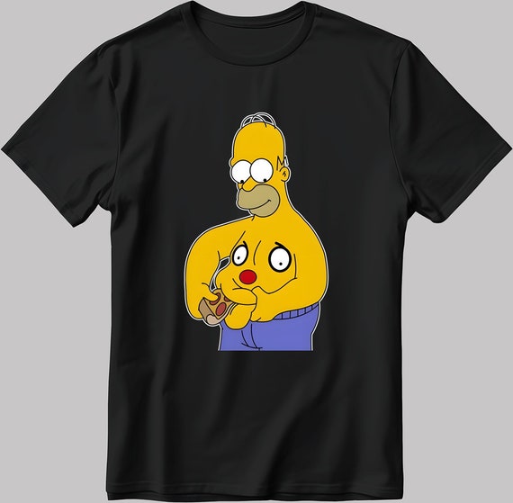 Homer Simpson Parody Funny Short Sleeve White-black Men's